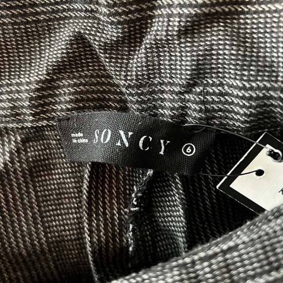 Soncy Tie Waist Pant With Cuffs in Black and White Plaid Ombre Size 6 (30W) NWT! - Picture 5 of 7